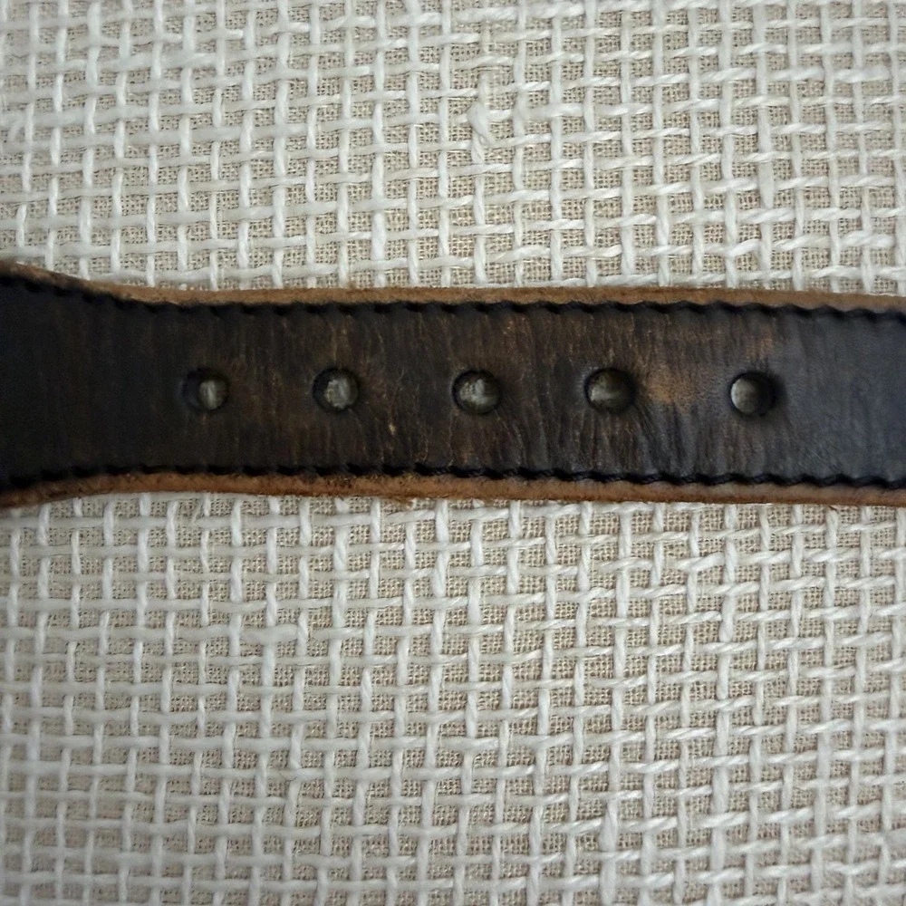 VTG Beaded Leather Belt Size 30 Southwestern Aztec Silver Buckle Country Western